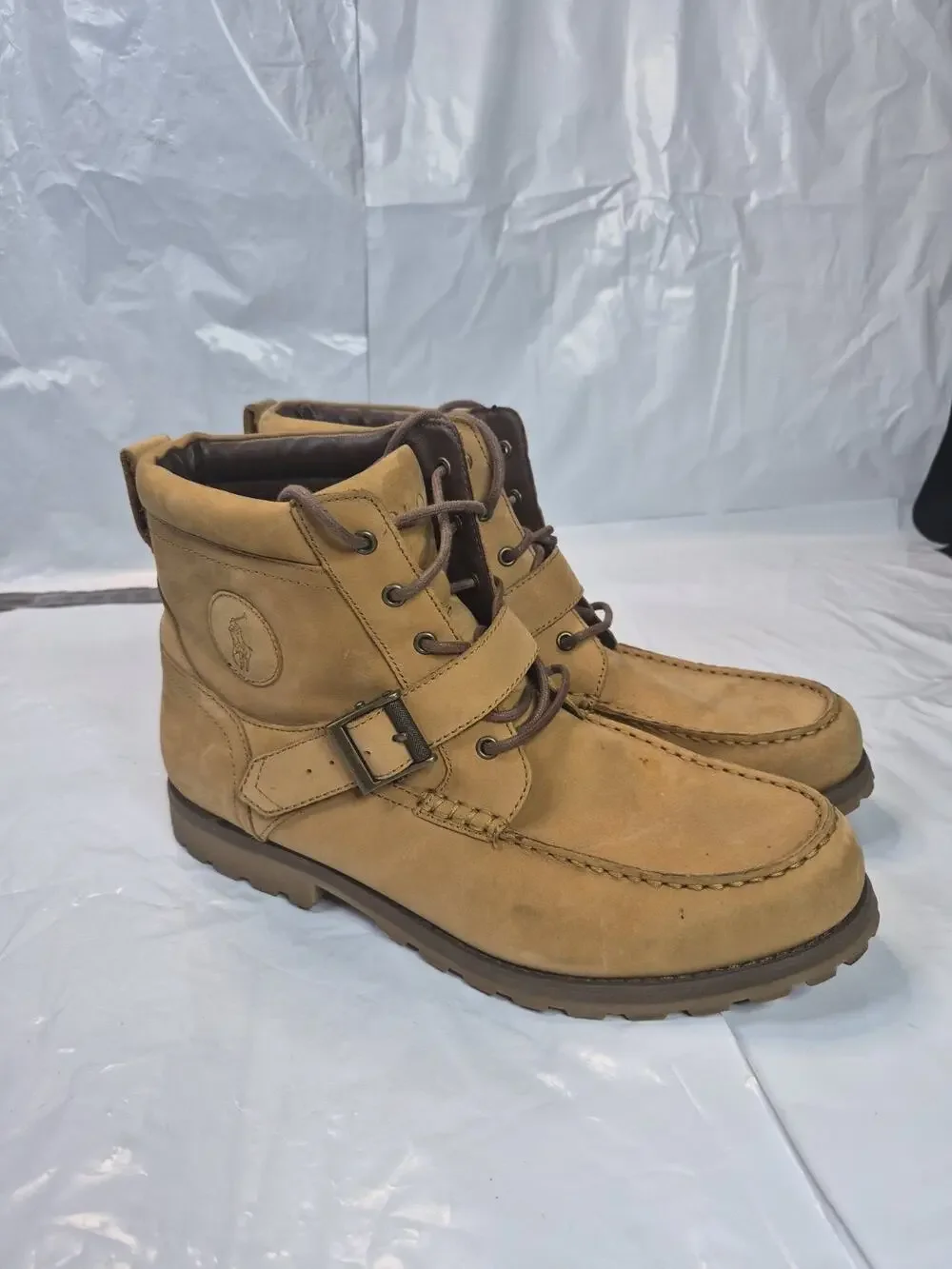 Ralph Lauren Polo Country Ranger Boot Nubuck Tan Casual Hiker Boots Size 11.5D